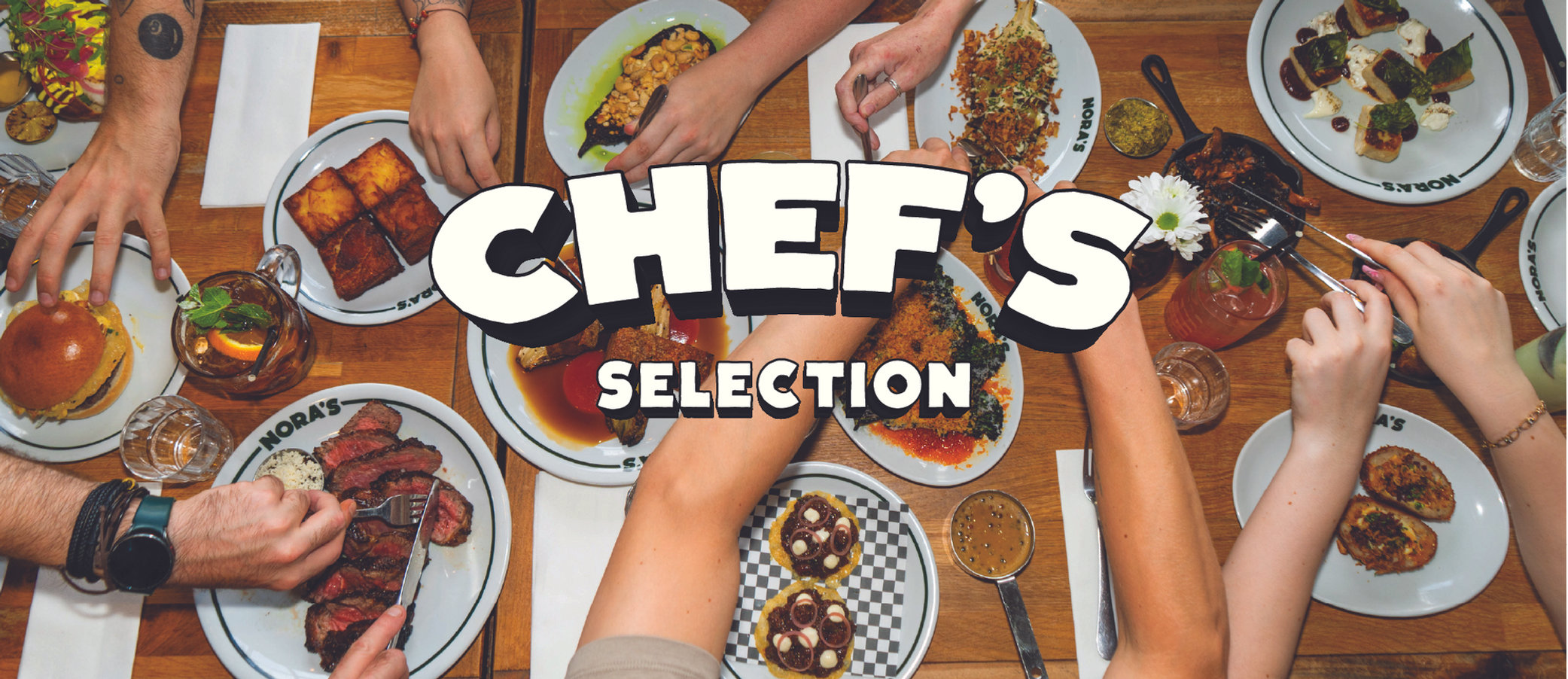 Chef's selection: shared plates across the table